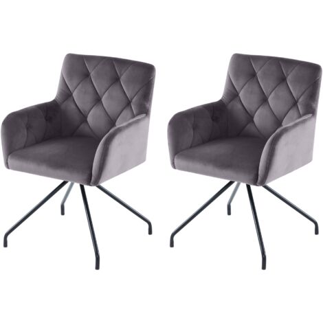 Set da 2 sedie da pranzo, poltrona moderna, sedie da cucina con 4 gambe in metallo, sedia da soggiorno in velluto, grigio