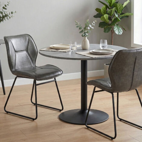 Set da 2 sedie da sala da pranzo con cuciture decorative e imbottite, in grigio