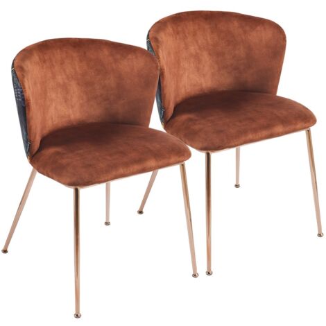 Set da 2 sedie moderne mattone con eleganti gambe in oro rosa - Charles