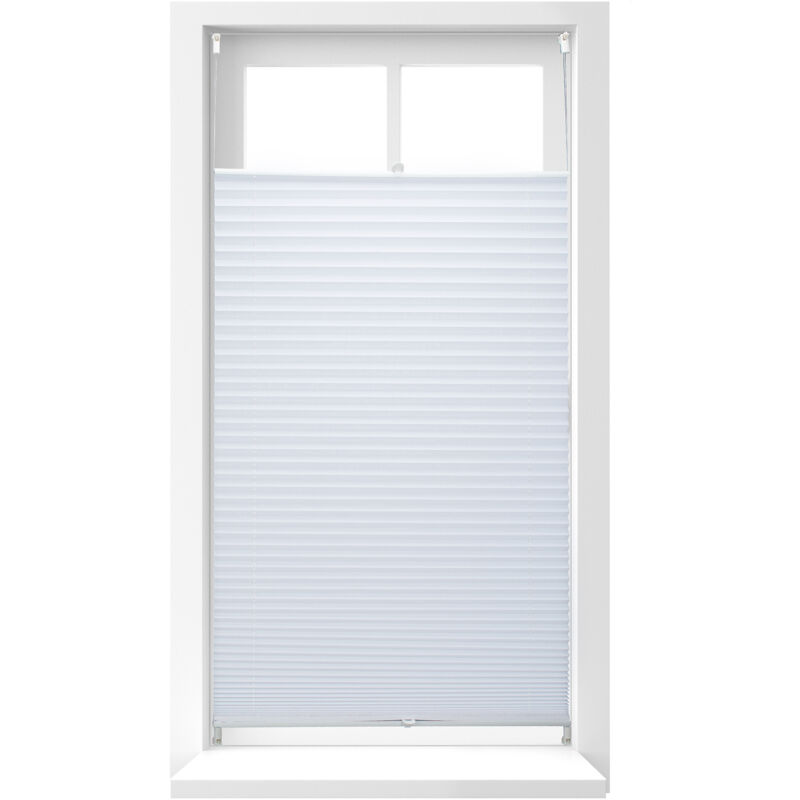 Relaxdays - Set Of 2 Pleated Blinds, No-drilling, Adhesive Klemmfix, Folding, Transparent, Shades, White, 90 X 210 Cm