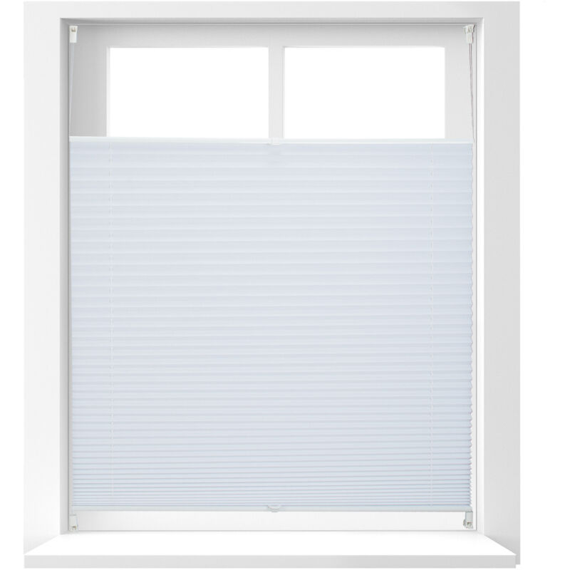 Set Of 2 Relaxdays Pleated Blinds, No-drilling, Adhesive Klemmfix, Folding, Transparent, Shades, White, 100x130 Cm
