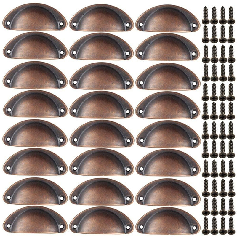 Image of Petites Ecrevisses - Set da 24 Maniglie per Mobili Vintage 82mm Manopole Cassetto in Metallo Pomelli Conchiglia per Porta Armadio Cassetto con Viti