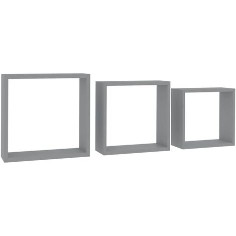 Set da 3 mensole con design a cubo da 30x10x30cm disponibili in vari colori  colore: Grigio