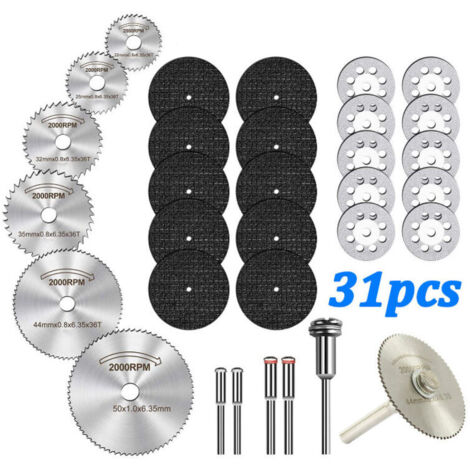 Set da 31 pezzi, disco da taglio per utensili rotanti, disco da taglio diamantato per legno e metallo, lama per sega circolare, disco da taglio in resina, disco diamantato