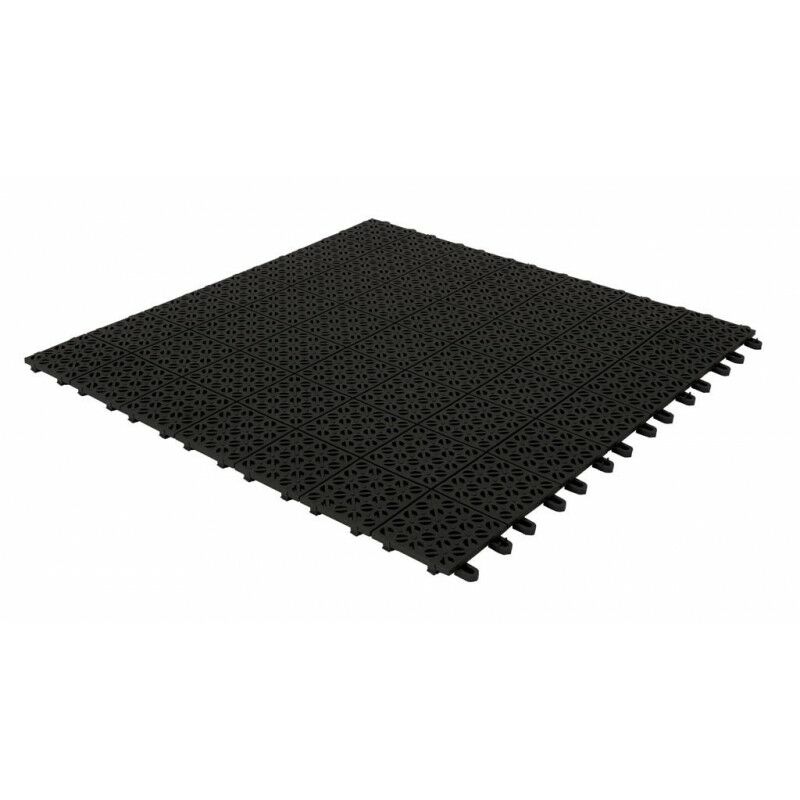 Set da 4 Piastrelle Flessibili in Plastica 55,5 x 55,5 cm da esterno, drenanti e autobloccanti Nero - Nero