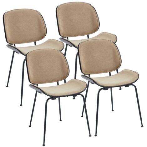 Set da 4 sedie con struttura nera in tessuto khaki - Elizabeth