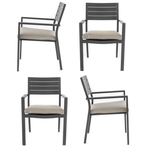 Set da 4 sedie da giardino Chicca grigie con struttura in alluminio