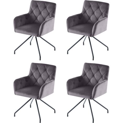 Set da 4 sedie da pranzo, poltrona moderna, sedie da cucina con 4 gambe in metallo, sedia da soggiorno in velluto, grigio