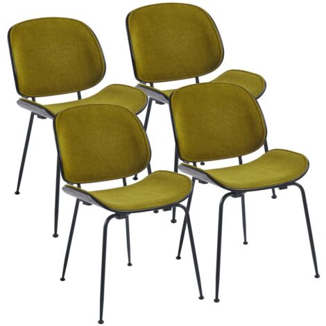 Set da 4 sedie da sala da pranzo verdi con gambe in metallo nere - Elizabeth