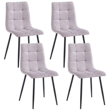 Set da 4 sedie trapuntate in tessuto grigio chiaro - Chris
