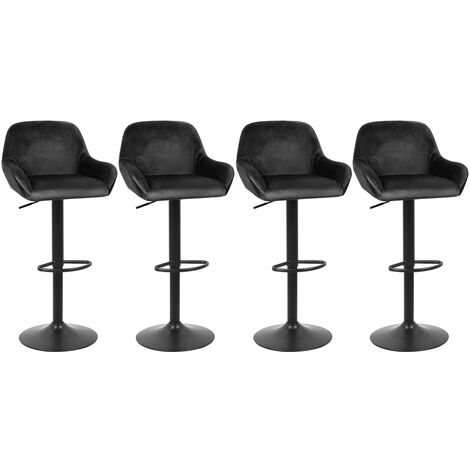 Set da 4 Sgabelli da bar, sgabelli in tessuto Nero scuro Sedia con Schienale Quadrato