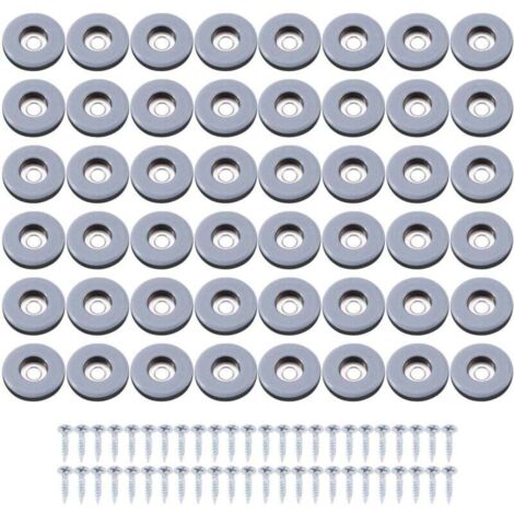 Set da 48 pezzi di scivoli per mobili in PTFE, facili da spostare, con viti di protezione per pavimenti, per pavimenti in legno e piastrellati (rotondi da 25 mm)