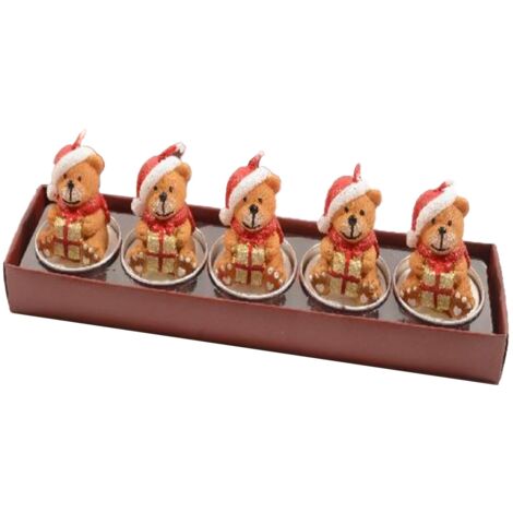 Set da 5 pezzi candele segnaposto tealight in PVC per decorazioni natalizie -Orsi