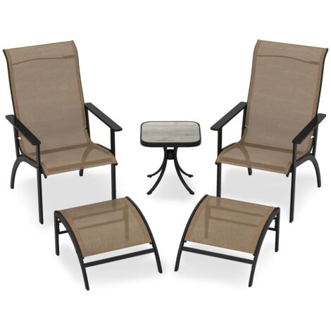Set da 5 pezzi di sedie adirondack con poggiapiedi e tavolino laterale per esterno, Set di mobili da conversazione per patio Caffè