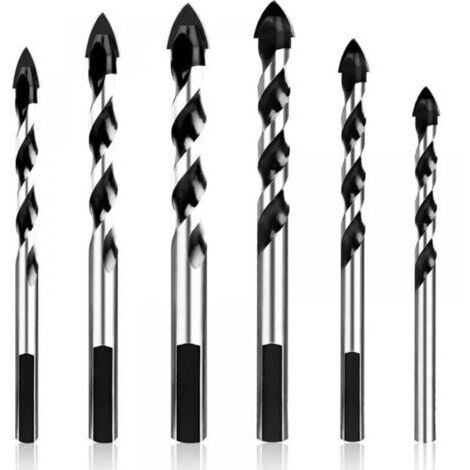 Set da 6 punte in metallo duro, set di punte per piastrelle, punte diamantate in metallo duro per piastrelle di ceramica, cemento, muri di mattoni e vetro (4/6/6/8/10/12 mm).