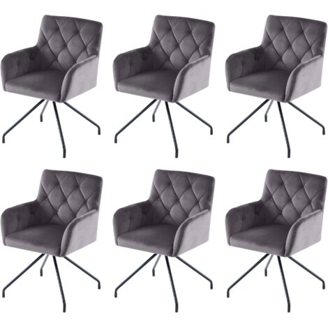 Set da 6 sedie da pranzo, poltrona moderna, sedie da cucina con 4 gambe in metallo, sedia da soggiorno in velluto, grigio