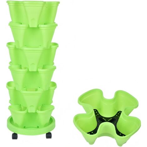 Set da 6 Vasi 3D per Fragole in 3 Pezzi - Fioriere Multistrato Impilabili in Plastica per Fragole, Erbe Aromatiche e Piante da Aiuola - Coltivazione Verticale per Interni, Esterni, Giardino, Balcone -