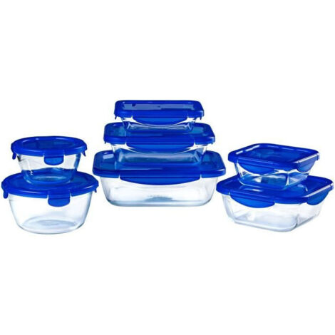 Set da 7 Contenitori per Conservazione - PYREX - Cook & Go - Vetro - Coperchio Ermetico