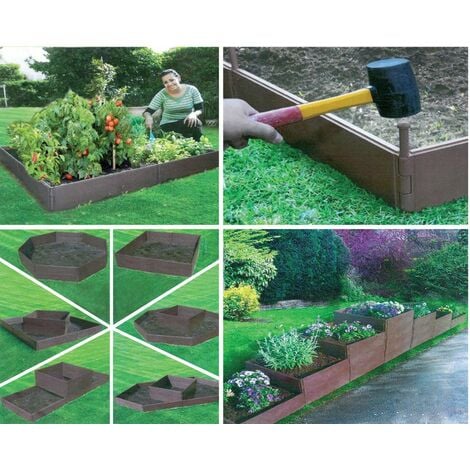 Bordure Per Aiuole In Legno Fai Da Te.Set Da 8 Pannelli Fioriera Orto Multiforma Plastica Giardinaggio Aiuola Vasi 97754mm