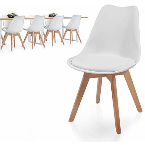 Kosmi - Sedia bianca modello Tulip stile scandinavo con scocca in resina  bianca e gambe in legno naturale : : Casa e cucina