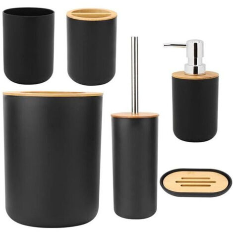 Set da bagno di colore nero Set di accessori da bagno da 6 pezzi