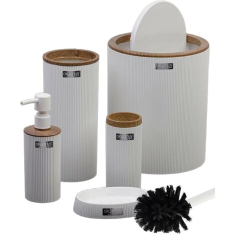 Set da bagno Kely Round bianco/legno