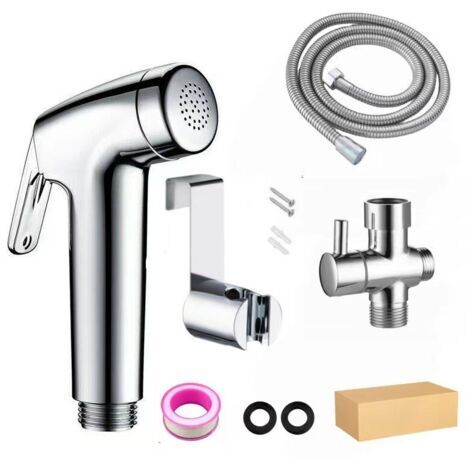 Set da bagno + rubinetto a tre vie, pistola a spruzzo singola da 1/2", set di pistola a spruzzo cromata per bagno