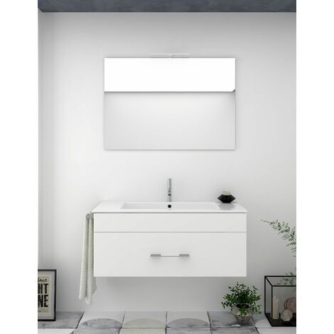 Mobile Bagno Trendy 141 cm 2 Cassetti Lavabo Resina Hide Bianco