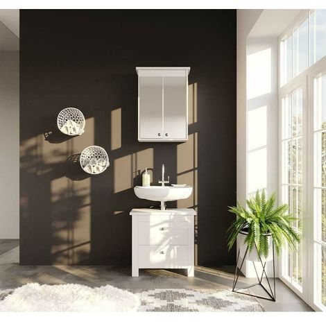 Mobili Bagno Stile Classico.Set Da Bagno Stile Classico Sottolavabo Copri Colonna Specchiera Bianco 4251421931732