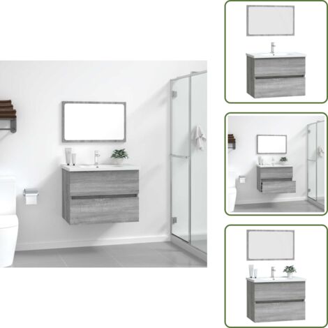 Set da bagno - vidaXL Set Mobili da Bagno 2 pz Grigio Sonoma in Legno Multistrato - Armadietto sottolavabo