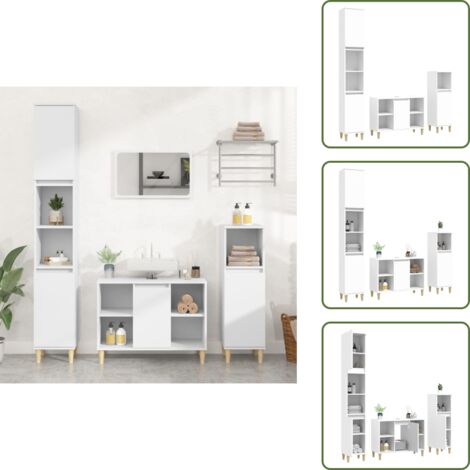 Set da bagno - vidaXL Set Mobili da Bagno 3 pz Bianco in Legno Multistrato - Armadietto lavello