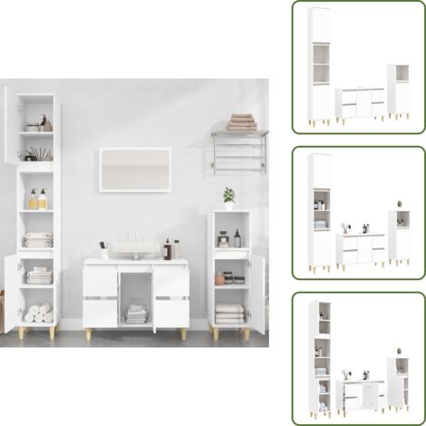 Set da bagno - vidaXL Set Mobili da Bagno 3 pz Bianco in Legno Multistrato - Armadietto lavello