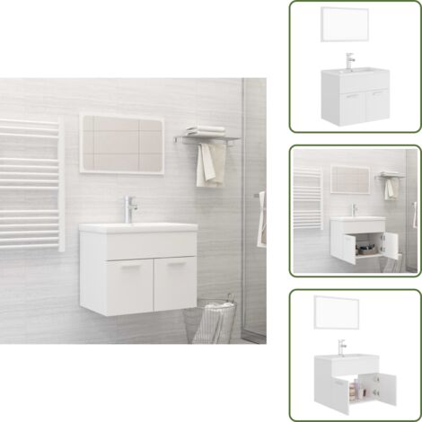 Set da bagno - vidaXL Set Mobili da Bagno Bianco in Legno Multistrato - Arredamento da bagno