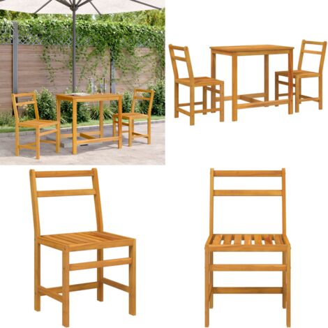 Set da Balcone 3 pz in Legno Massello di Acacia - Tavolo da balcone - Sedie da esterno