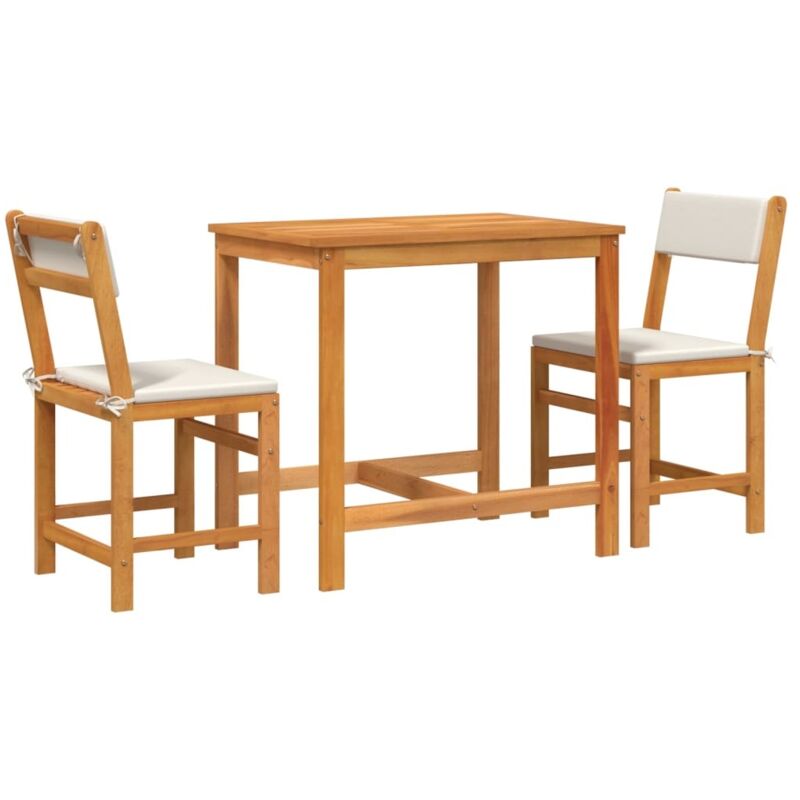 Set Da Balcone 3pz Con Cuscini In Legno Massello Di Acacia Vidaxl
