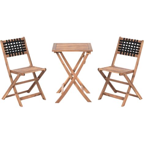 Set da balcone in legno di acacia marrone e nero pieghevole Coniolo