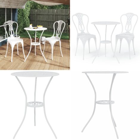 Set da Bar 3 pz in Alluminio Pressofuso Bianco - Sedie da giardino - Tavolo da giardino