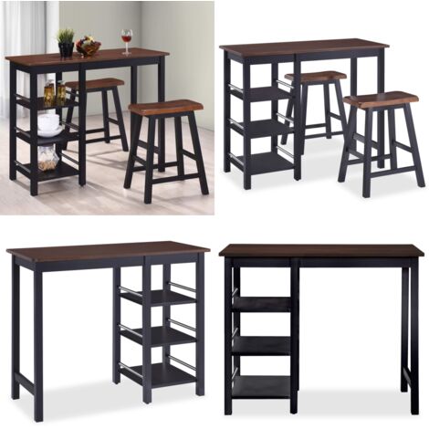 Set da Bar 3 pz in MDF Nero - Tavolo da bar - Sgabelli da bar