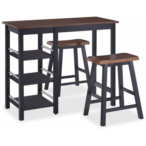 Set da Bar 3 pz in MDF Tavolo Sedie Tavolino Sgabelli Bianco/Nero