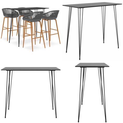 Set da Bar 5 pz Nero e Grigio - Sgabelli da bar - Set da bar