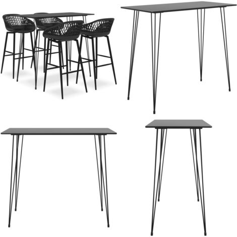 Set da Bar 5 pz Nero - Sgabelli da bar - Set da bar