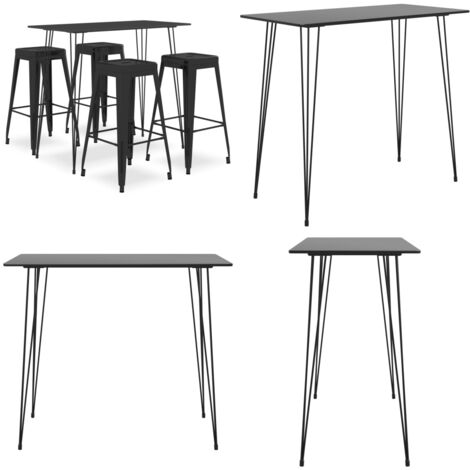 Set da Bar 5 pz Nero - Sgabello da bar - Bar