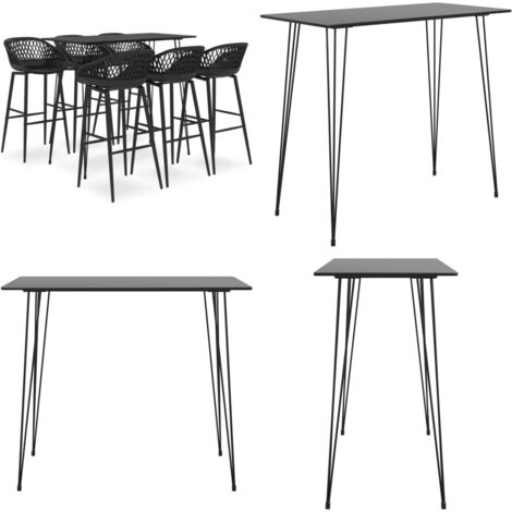 Set da Bar 7 pz Nero - Sgabelli da bar - Set da bar