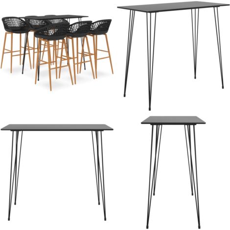 Set da Bar 7 pz Nero - Sgabelli da bar - Set da bar