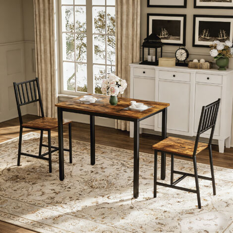 Set da bar 90x60 cm con 2 panche, stile industriale, legno e metallo, marrone rustico e nero