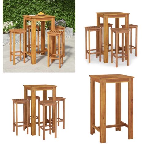 Set da Bar da Giardino 5 pz in Legno Massello di Acacia - Bar in acacia - Bar da giardino con poggiapiedi