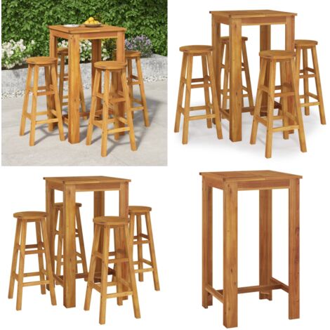 Set da Bar da Giardino 5 pz in Legno Massello di Acacia - Set da bar da giardino - Tavolo da bar in acacia
