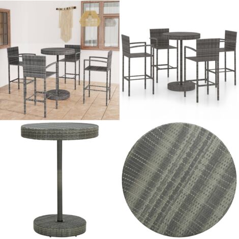 Set da Bar da Giardino 5 pz in Polyrattan Grigio - Set da bar - Tavolo da bar