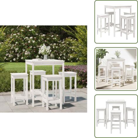 Set da bar da giardino - vidaXL Set Bar da Giardino 5 pz Bianco in Legno Massello di Pino - Bar in pino