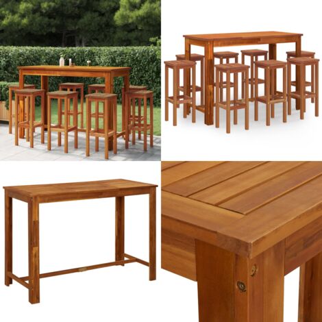 Set da Bar per Giardino 9 pz in Legno Massello di Acacia - Bar da giardino - Tavolo da giardino